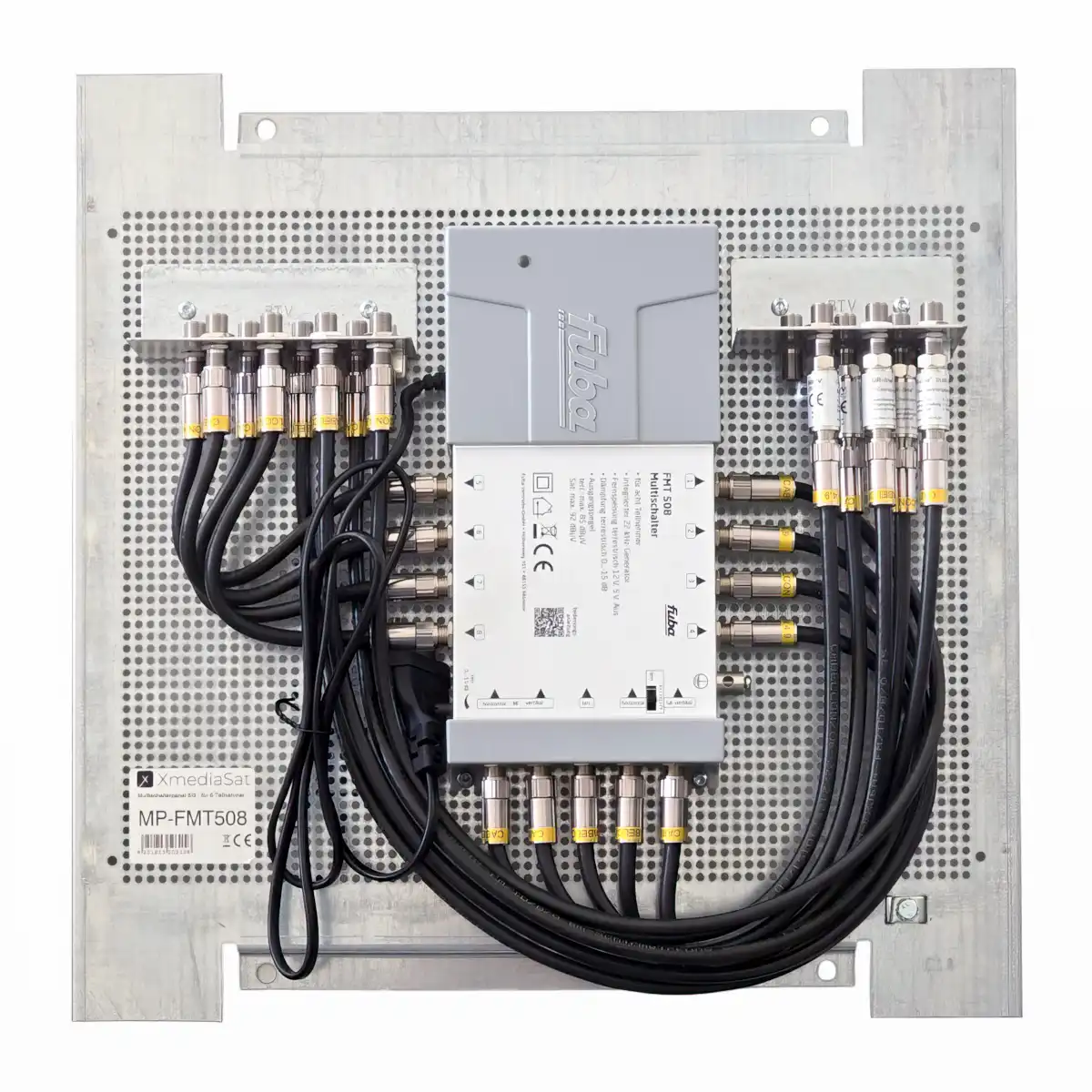 Multischalterpanel 5/8 - XmediaSat MP-FMT508 für 8 Teilnehmer   vormontiert mit Potentialausgleich und Überspannungsschutz