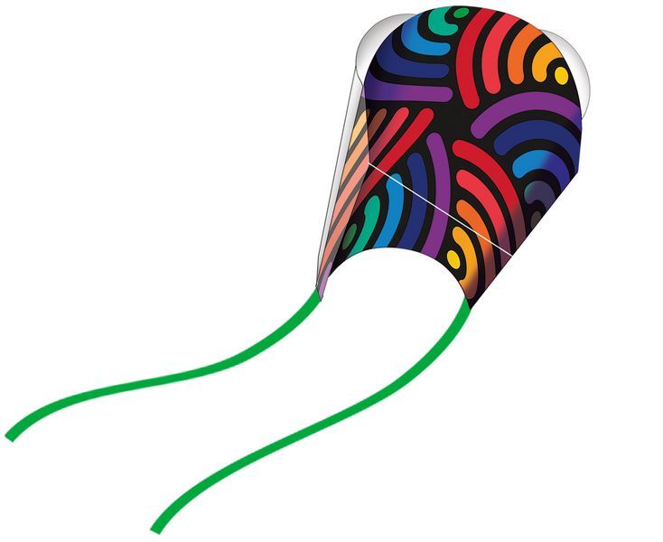 WindNSun PocketKites Swirls - stabloser Einleiner-Drachen/Kinderdrachen/Taschendrachen (1-Leiner) rtf (flugfertig) 53 cm x 35 cm bunt