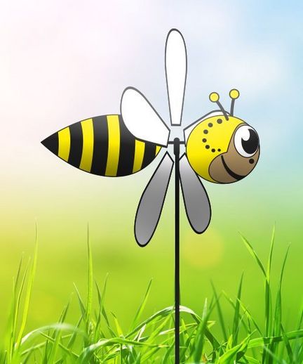11111- stehendes Windspiel Biene Ø 32 cm x 54 cm Höhe 65 cm gelb/schwarz 