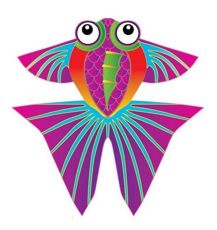 X-Kites Mini Micro Kites Tropischer Fisch - Einleiner-Drachen/Kinderdrachen (1-Leiner) rtf (flugfertig) 10 cm x 13 cm bunt