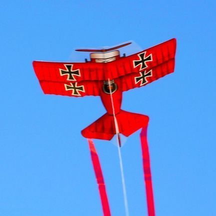 11111X-Kites Mini Micro Kites Red Baron - Einleiner-Drachen/Kinderdrachen (1-Leiner) rtf (flugfertig) 11 cm x 12 cm rot
