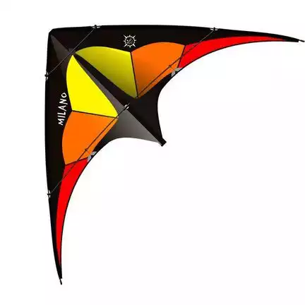 11111Elliot Milano - Zweileiner-Lenkdrachen/Stabdrachen (2-Leiner) rtf (flugfertig) 170 cm x 80 cm Cfk-Rohr 5 mm schwarz/gelb/orange/rot