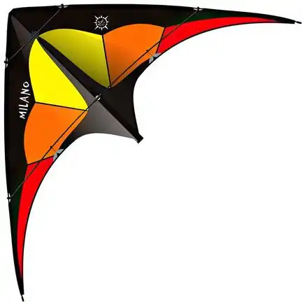 11111Elliot Milano - Zweileiner-Lenkdrachen/Stabdrachen (2-Leiner) rtf (flugfertig) 170 cm x 80 cm Cfk-Rohr 5 mm schwarz/gelb/orange/rot