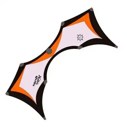 11111Elliot DropKick 2.5 vented - Vierleiner-Lenkdrachen/Stabdrachen (4-Leiner) rtf (flugfertig) 245 cm x 98 cm Cfk-Rohr 3 mm - Dynamics D20 schwarz/grau/orange