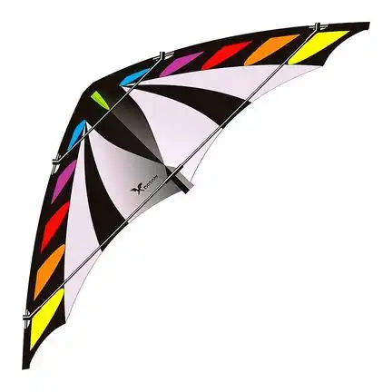 11111Elliot X-Dream Zweileiner-Lenkdrachen/Stabdrachen (2-Leiner) rtf (flugfertig) 180 cm x 61 cm 5 mm Cfk-Gestänge rainbow/schwarz/grau