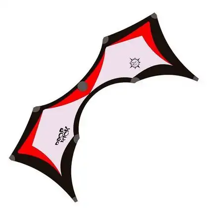 11111Elliot DropKick 2.5 vented - Vierleiner-Lenkdrachen/Stabdrachen (4-Leiner) rtf (flugfertig) 245 cm x 98 cm Cfk-Rohr 3 mm - Dynamics D20 schwarz/grau/rot