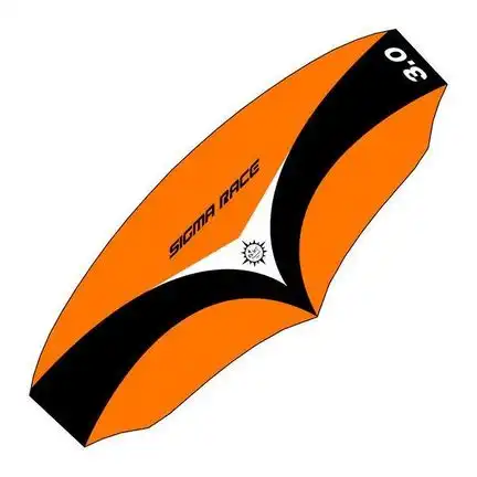 Elliot Sigma Race 3.0  Dreileiner-Lenkdrachen (Lenkmatte/Parafoil/3-Leiner) rtf (flugfertig) 315 cm x 126 cm schwarz/weiß/orange inkl. Controlbar