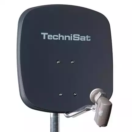 4 Teilnehmer Sat-Anlage - TechniSat DigiDish 45B +Ultra QUAD LNB   mit +Ultra Quad-LNB 4 Anschlüsse anthrazit 4K / 3D / HDTV ready inkl. Wandhalterung