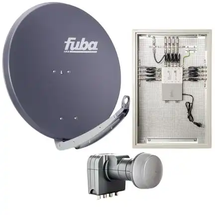 8 Teilnehmer Sat-Anlage mit Multischalterpanel - Fuba Kompettanlage DAP858A   Schüsselgröße: 85 cm 8 Anschlüsse anthrazit 4K / 3D / HDTV ready