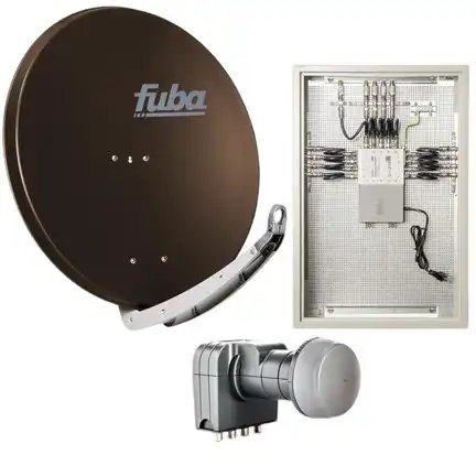 8 Teilnehmer Sat-Anlage mit Multischalterpanel - Fuba Kompettanlage DAP858B   Schüsselgröße: 85 cm 8 Anschlüsse braun 4K / 3D / HDTV ready