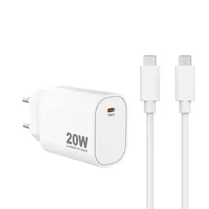 sinox Pro SXP 6920  USB-C Schnellladegerät mit USB-C Kabel   20 Watt USB-C Anschluss und Kabel 2.00m weiß