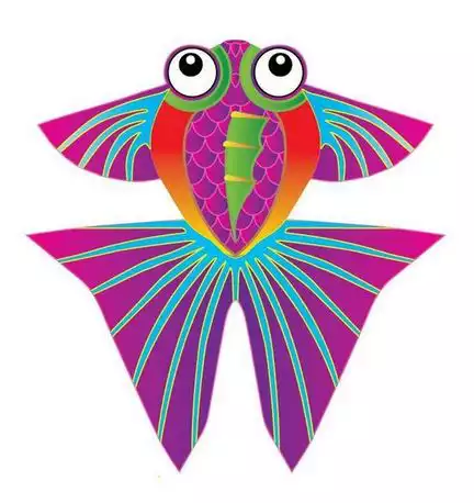 11111X-Kites Mini Micro Kites Tropischer Fisch - Einleiner-Drachen/Kinderdrachen (1-Leiner) rtf (flugfertig) 10 cm x 13 cm bunt