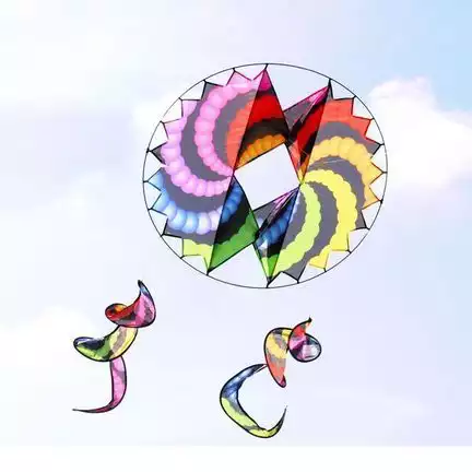 11111X-Kites Circle Wing - 3D-Einleiner-Drachen/Kinderdrachen (1-Leiner) rtf (flugfertig) 90 cm x 90 cm Polyestertuch mit Druck Gfk-Gestänge rainbow