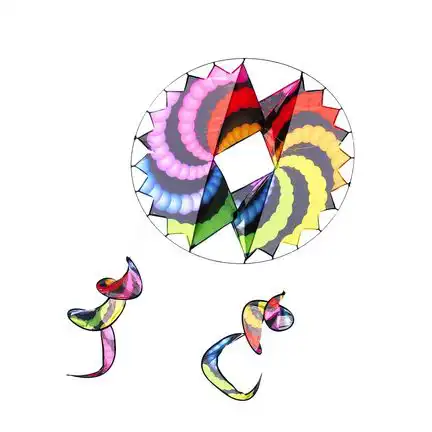 11111X-Kites Circle Wing - 3D-Einleiner-Drachen/Kinderdrachen (1-Leiner) rtf (flugfertig) 90 cm x 90 cm Polyestertuch mit Druck Gfk-Gestänge rainbow