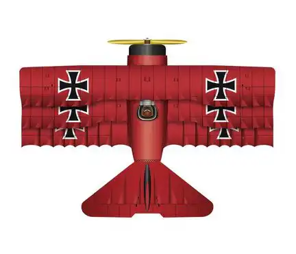 WindNSun Red Baron - WindNSun 3D-Einleiner-Drachen/Kinderdrachen (1-Leiner) rtf 90 cm x 130 cm Polyestertuch mit Druck Gfk-Gestänge rot/weiß/schwarz