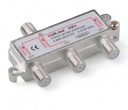 DUR-line SAT & BK-Verteiler - Class A - 3-Fach Splitter -,  voll geschirmt - Verteiler 3-fach Unicable & HD tauglich DUR-line D3FV - für Satelliten-Anlagen(DVB-S2) - BK - UKW Radio - DC-Durchlass - TV Antennen Fernseh Verteiler