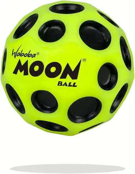 11111Waboba 3250600  Moon Ball – am Höchsten Springender Gummiball – Patentiertes Original-Design – Ballkrater Erzeugen beim Aufprall EIN knallendes Geräusch – Leicht Greifbar – Flummies für Kinder - 63mm neon-gelb