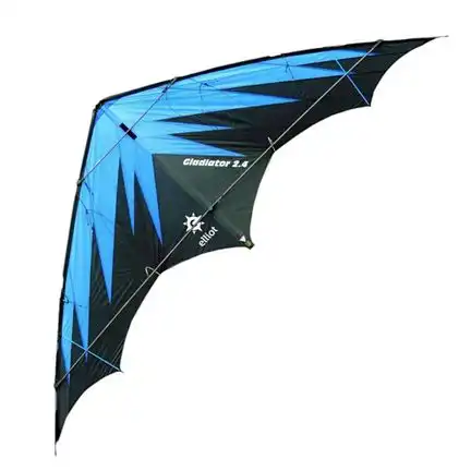 11111Elliot Gladiator 2.4 - Zweileiner-Power-Lenkdrachen/Stabdrachen (2-Leiner) rtf (flugfertig) 245 cm x 95 cm Cfk-Rohr 8/10 mm schwarz/blau