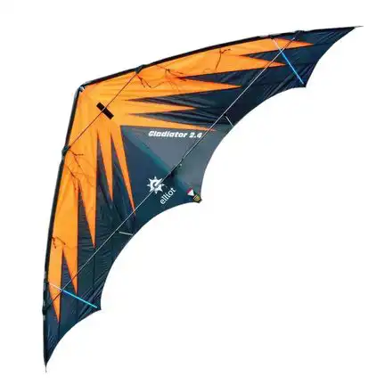 Elliot Gladiator 2.4 - Zweileiner-Power-Lenkdrachen/Stabdrachen (2-Leiner) rtf (flugfertig) 245 cm x 95 cm Cfk-Rohr 8/10 mm schwarz/orange