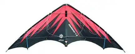 11111Elliot Gladiator 1.8 - Zweileiner-Power-Lenkdrachen/Stabdrachen (2-Leiner) rtf (flugfertig) 178 cm x 75 cm Cfk-Rohr 6 mm schwarz/rot