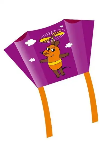 11111Elliot Maus Flieger Einleiner-Drachen/Kinderdrachen (Pocket-Kite/1-Leiner) rtf (flugfertig) 76 cm x 50 cm lila