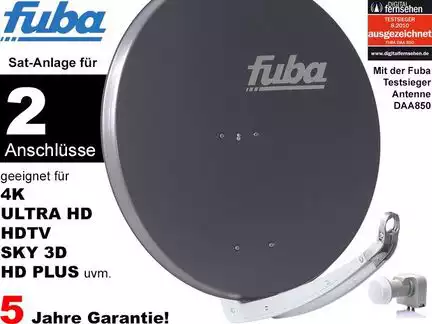 2 Teilnehmer Sat-Anlage - Fuba Profi85 DEK206A   Schüsselgröße: 85 cm 2 Anschlüsse anthrazit 4K / 3D / HDTV ready