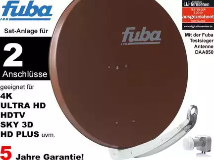 2 Teilnehmer Sat-Anlage - Fuba Profi85 DEK206B   Schüsselgröße: 85 cm 2 Anschlüsse braun 4K / 3D / HDTV ready