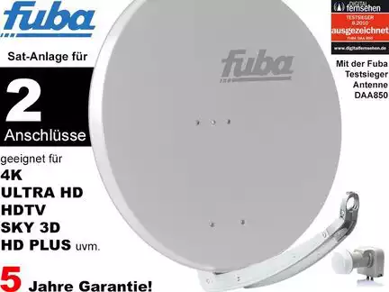 2 Teilnehmer Sat-Anlage - Fuba Profi85 DEK206G   Schüsselgröße: 85 cm 2 Anschlüsse hellgrau 4K / 3D / HDTV ready