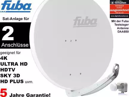 2 Teilnehmer Sat-Anlage - Fuba Profi85 DEK206W   Schüsselgröße: 85 cm 2 Anschlüsse weiß 4K / 3D / HDTV ready