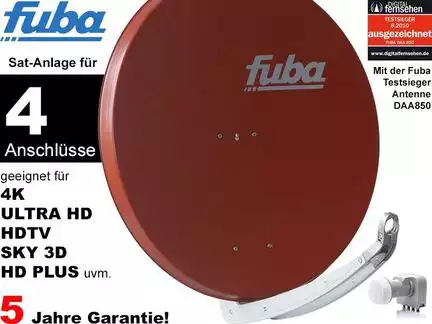 4 Teilnehmer Sat-Anlage - Fuba Profi85 DEK417R   Schüsselgröße: 85 cm 4 Anschlüsse ziegelrot 4K / 3D / HDTV ready