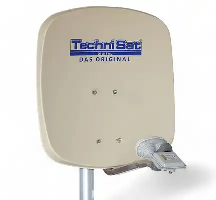 1 Teilnehmer Sat-Anlage Astra / Hotbird - TechniSat DigiDish 45B + MBS   1 Anschluss beige mit Maximum Single Monoblock 4K / 3D / HDTV ready inkl. Masthalterung