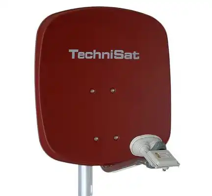 1 Teilnehmer Sat-Anlage Astra / Hotbird - TechniSat DigiDish 45R + MBS   1 Anschluss ziegelrot mit Maximum Single Monoblock 4K / 3D / HDTV ready inkl. Masthalterung