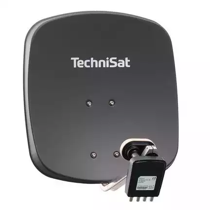 4 Teilnehmer Sat-Anlage Astra / Hotbird - TechniSat DigiDish 45A + MBQ   4 Anschlüsse anthrazit Inverto Quad Monoblock 4K / 3D / HDTV ready inkl. Masthalterung
