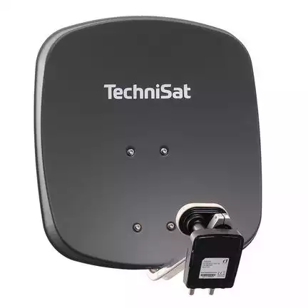 2 Teilnehmer Sat-Anlage Astra / Hotbird - TechniSat DigiDish 45A + MBT   2 Anschlüsse anthrazit Inverto Twin Monoblock 4K / 3D / HDTV ready inkl. Masthalterung