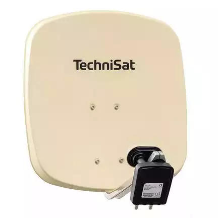 2 Teilnehmer Sat-Anlage Astra / Hotbird - TechniSat DigiDish 45B + MBT   2 Anschlüsse beige Inverto Twin Monoblock 4K / 3D / HDTV ready inkl. Masthalterung