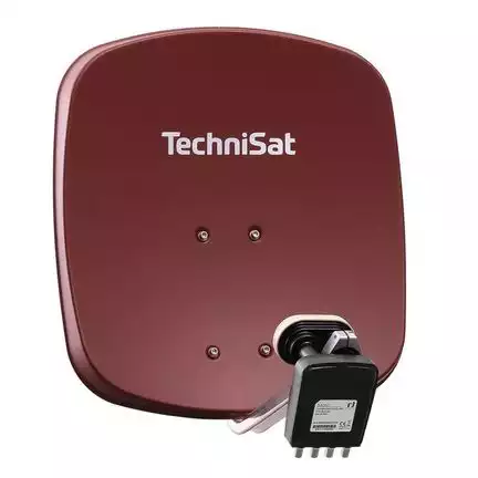 4 Teilnehmer Sat-Anlage Astra / Hotbird - TechniSat DigiDish 45R + MBQ   4 Anschlüsse ziegelrot Inverto Quad Monoblock 4K / 3D / HDTV ready inkl. Masthalterung