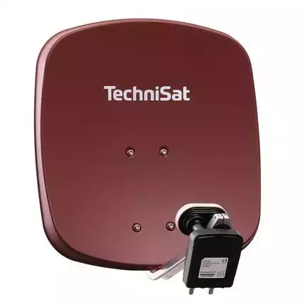2 Teilnehmer Sat-Anlage Astra / Hotbird - TechniSat DigiDish 45R + MBT   2 Anschlüsse ziegelrot Inverto Twin Monoblock 4K / 3D / HDTV ready inkl. Masthalterung