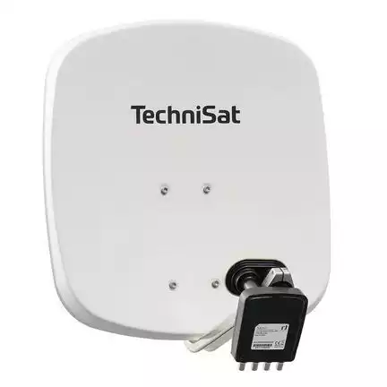 4 Teilnehmer Sat-Anlage Astra / Hotbird - TechniSat DigiDish 45W + MBQ   4 Anschlüsse weiß Inverto Quad Monoblock 4K / 3D / HDTV ready inkl. Masthalterung