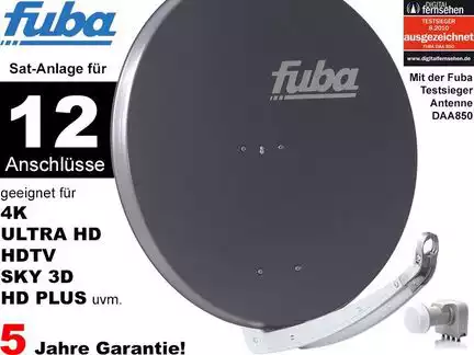 12 Teilnehmer Sat-Anlage - Fuba Profi85 HD12A   Schüsselgröße: 85 cm 12 Anschlüsse anthrazit 4K / 3D / HDTV ready
