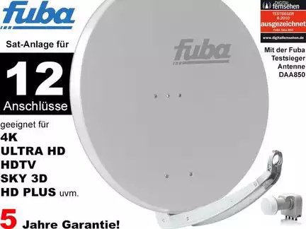 12 Teilnehmer Sat-Anlage - Fuba Profi85 HD12G   Schüsselgröße: 85 cm 12 Anschlüsse hellgrau 4K / 3D / HDTV ready