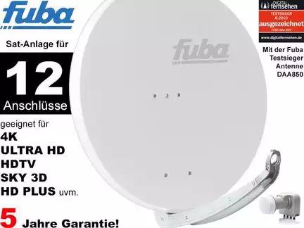 12 Teilnehmer Sat-Anlage - Fuba Profi85 HD12W   Schüsselgröße: 85 cm 12 Anschlüsse weiß 4K / 3D / HDTV ready