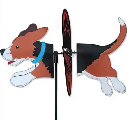 11111- stehendes Windspiel Hund Beagle Ø 32 cm 48 x 32 cm braun/schwarz 