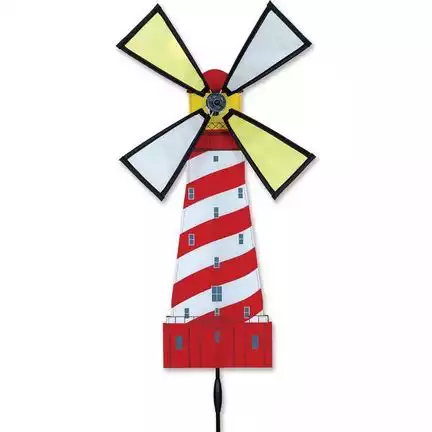 - stehendes Windspiel Leuchtturm Ø 30 cm 53 x 30 cm rot/weiß 